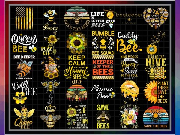 Bundle 42 designs bee kind png, save the bee png, beekeeper gift, honey bee png, sunflower bee, bee queen, let it bee png. png download 1003172210