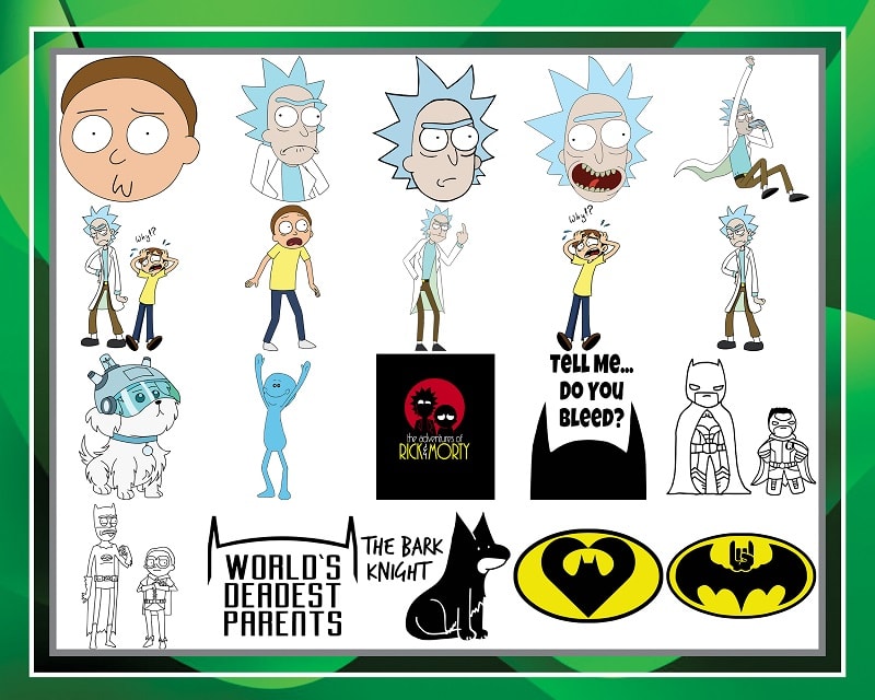 Bundle 52 Designs Rick And Morty, Rick And Morty Faces, Time To get Schwifty, Bundle svg, png, dxf, Cut FIles, Silhouette, Digital Download 1005023236