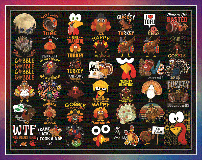 Combo 40+ Turkey Thanksgiving Png Bundle, Thanksgiving Sublimation, Turkey Clip Art, Turkey PNG, Sublimation Design, Fall PNG, Fall Clip Art 1048808323