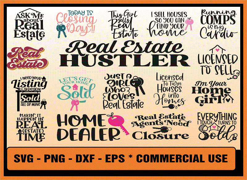 17 Designs Real Estate Agent SVG Bundle, Real Estate Professional Bundle, Commercial Use SVG, Cricut Cut Files, Silhouette Cut Files 920337038