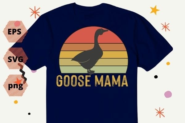 Goose Mom Goose Mama vintage retro sunset T-Shirt design svg, Goose Mom Goose Mama png, mothers goose day, funny duck, cowboy goose duck, vintage, cool