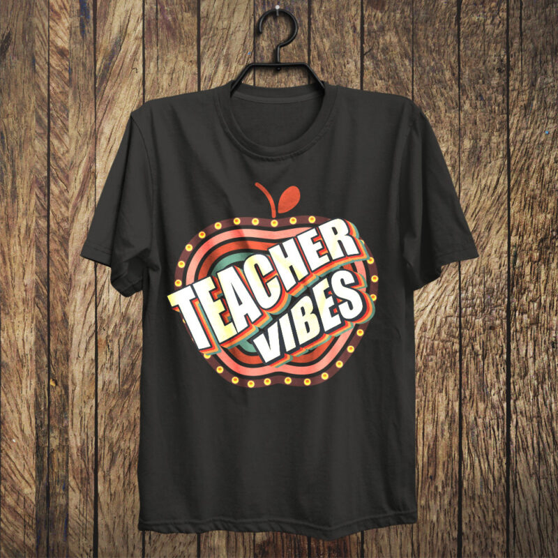 Teacher Vibes Apple SVG PNG, Teachers Day Tshirt Design