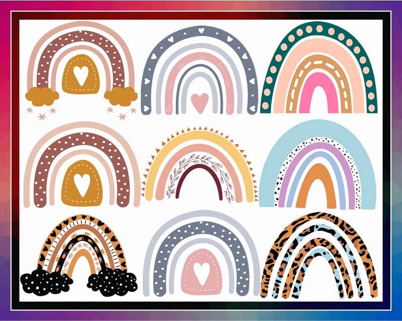 40 Boho Rainbow Designs, Rainbow Svg/Png, Hand Drawn Rainbow SVG, Pastel Rainbow, Rainbow Cricut Files, Rainbow Vector, Digital Download 991641010