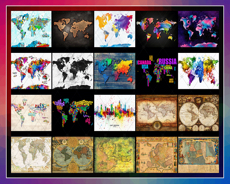 Combo 40 World Maps Multiple Styles Designs , 20oz Skinny Straight,Template for Sublimation,Full Tumbler, PNG Digital Download 1014533239