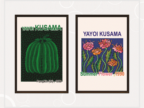 Yayoi kusama set of 9 prints, gallery wall set, exhibition wall art, yayoi kusama poster, museum exhibition, printable wall art, digital art 1071389984 t shirt design template