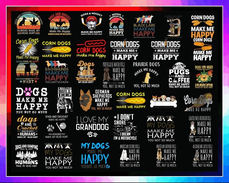 Bundle 165 Designs Dogs Make Me Happy, Humans Make My Head Hurt Png, Animal Lover, SVG Dog Lover Gift, Funny Dog, Graphics, Digital Download 1035018493