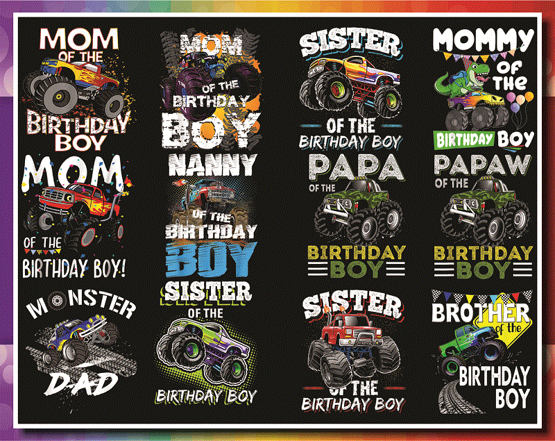 38 Designs Monster Truck Png, Boy Monster Truck Birthday png, Matching Family Of The Birthday Boy png, Gift For Son, Monster Truck Lovers 1013142589