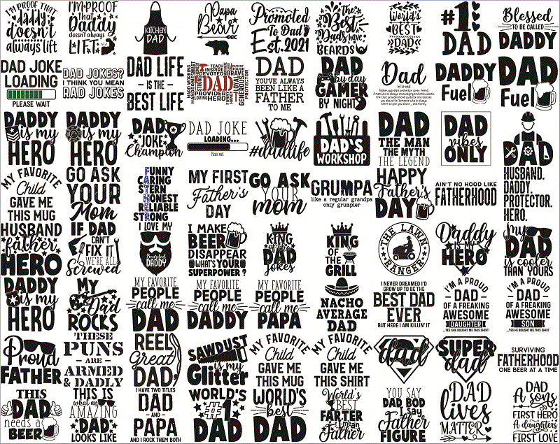 Combo 137 Designs Dad SVG Bundle, Fathers Day svg, Daddy svg, Papa svg, Best Dad Ever svg, Father’s Day svg, Family svg, Digital Download CB795217450