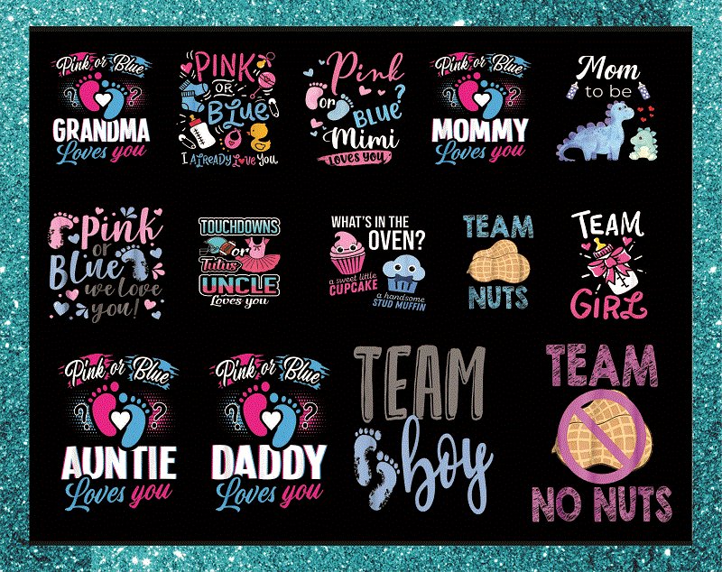 Combo 61+ Gender Reveal PNG Bundle, Team Boy Team Girl, African American, Baby T shirt, Gender Reveal Twins, Gender Reveal We Love You Png, Instant Download CB992595658