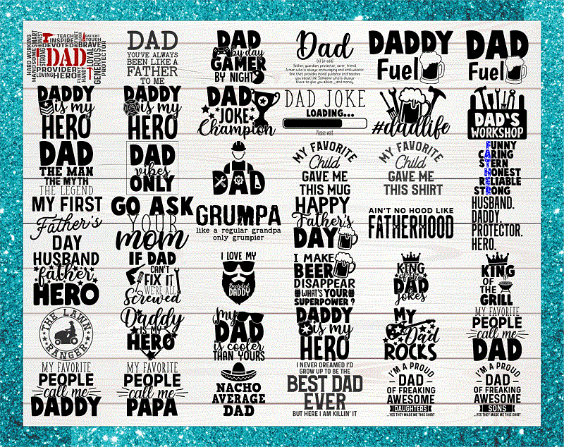 Combo 140 Designs Dad SVG Bundle, Fathers Day svg, Daddy svg, Papa svg, Best Dad Ever svg, Father’s Day svg, Family svg, Digital Download CB795217450