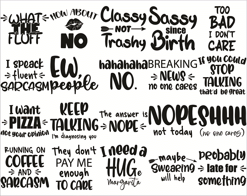 Bundle 60 Files Sarcasm, Sarcastic Svg, Funny Bundle Svg, Funny Quotes Svg, Funny Svg Bundle, Sassy Svg, Sarcastic Quotes Svg, Sarcasm Svg, Dxf, Cricut File 1009865026