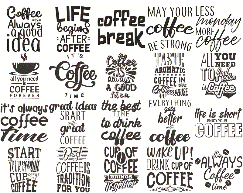 97+ Funny Coffee Quotes SVG Bundle, Coffee Lovers, Coffee Mug Quotes SVG, Silhouette Cricut Digital print, Cut File Cricut, Digital Download CB766035648