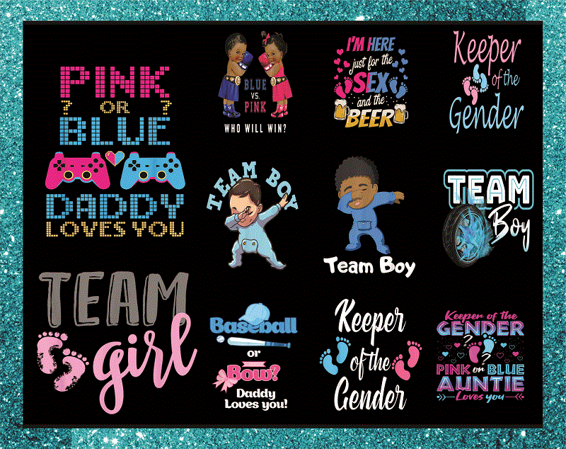 Combo 61+ Gender Reveal PNG Bundle, Team Boy Team Girl, African American, Baby T shirt, Gender Reveal Twins, Gender Reveal We Love You Png, Instant Download CB992595658