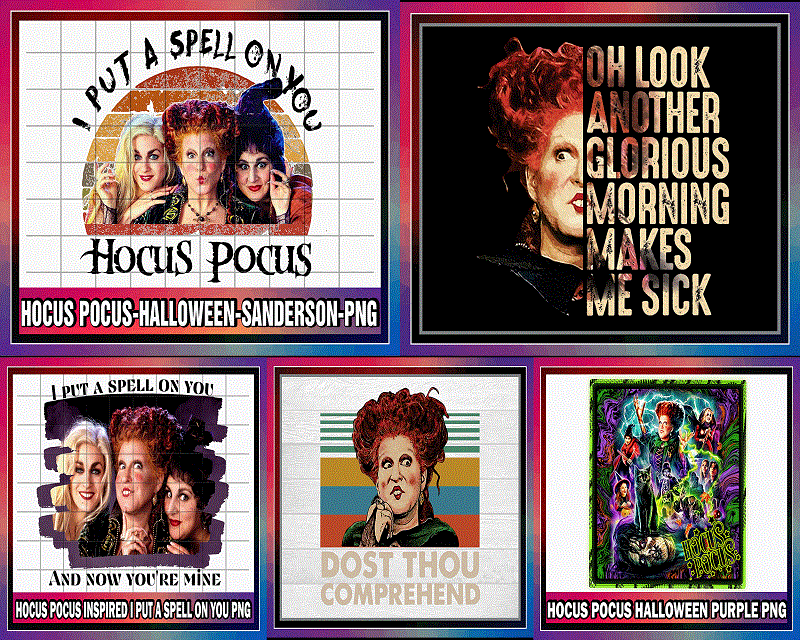 Bundle 5 Designs Hocus Pocus PNG, Hocus Pocus Halloween, Sanderson Sisters, Hocus Pocus Characters, Sublimation Design PNG, Digital Download CB1050512221