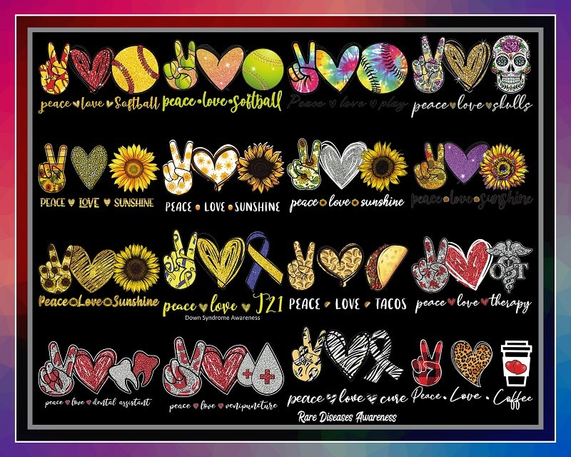 Combo 158 Designs Peace Love PNG Buindle, Peace Love Png, Sublimation Png, Sublimation Png, Digital Download 995038282