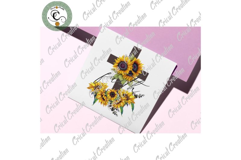 Cross Faith Sunflower Diy Crafts, Cross Svg Files For Cricut, Sunflower Silhouette Files, Trending Cameo Htv Prints