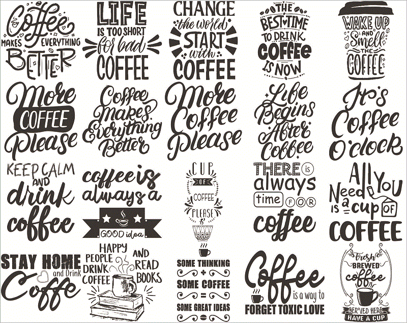 97+ Funny Coffee Quotes SVG Bundle, Coffee Lovers, Coffee Mug Quotes SVG, Silhouette Cricut Digital print, Cut File Cricut, Digital Download CB766035648