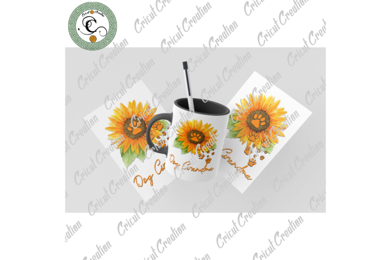 Dog Grandma Diy Crafts, Dog Footprint Svg Files For Cricut, Sunflower Background Silhouette Files, Trending Cameo Htv Prints