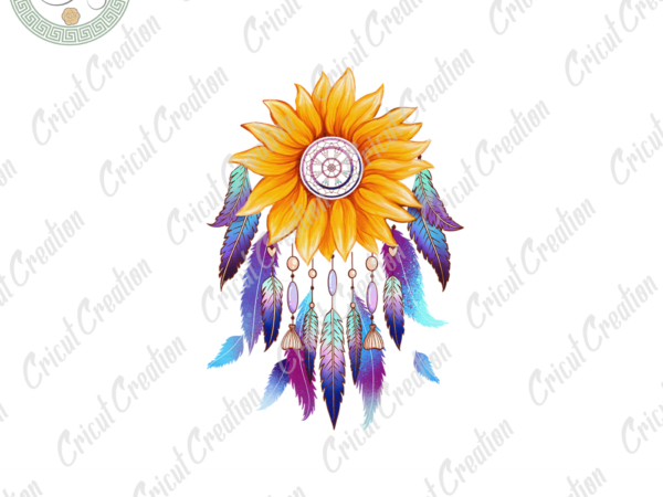 Sunflower dreamcatcher , sunflower dreamcatcher clipart diy crafts, dreamcatcher watercolor png files , sunflower pattern silhouette files, sunflower art cameo htv prints t shirt template vector