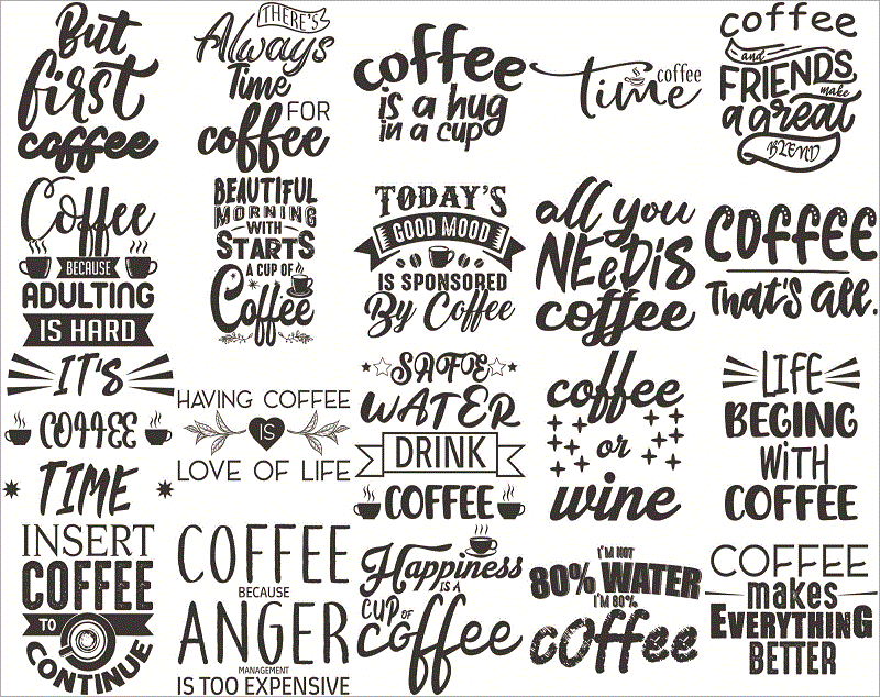 97+ Funny Coffee Quotes SVG Bundle, Coffee Lovers, Coffee Mug Quotes SVG, Silhouette Cricut Digital print, Cut File Cricut, Digital Download CB766035648