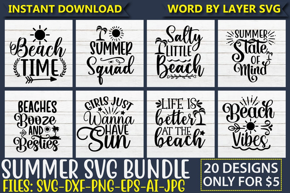 Summer Svg Bundle, Svg Vector T-shirt Design ,beach Svg, Beach Life Svg 