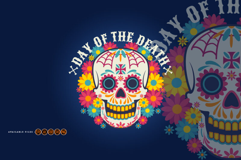 Head skull day of the dead illustrations