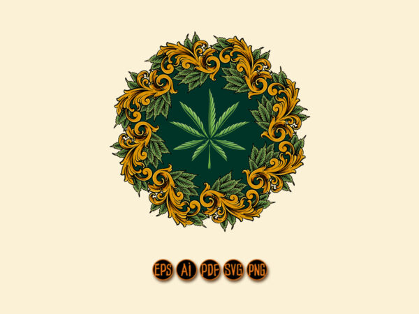 Classic luxury weed mandala ornament t shirt vector file