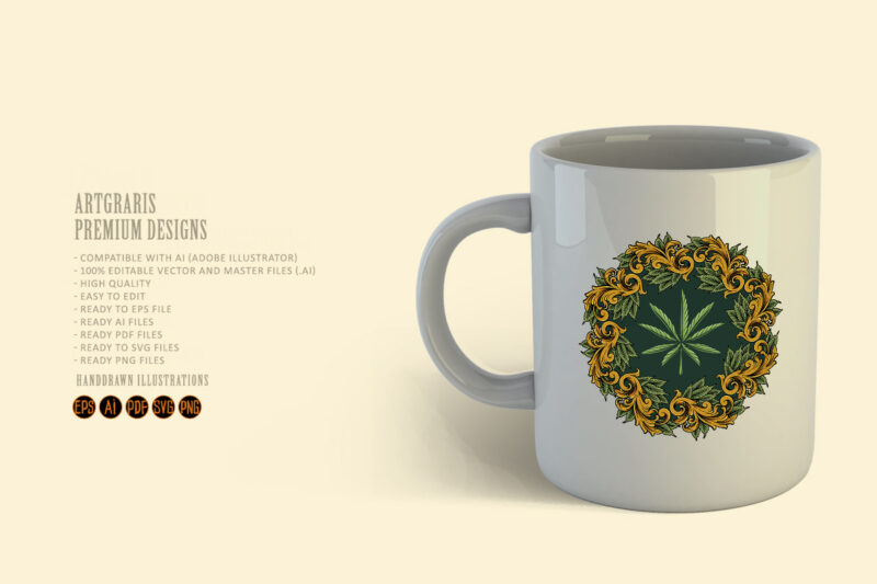 Classic luxury weed mandala ornament