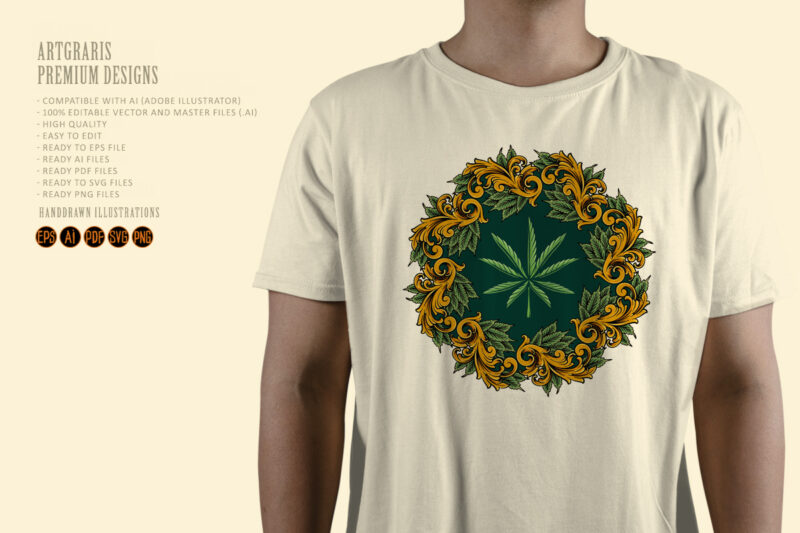 Classic luxury weed mandala ornament