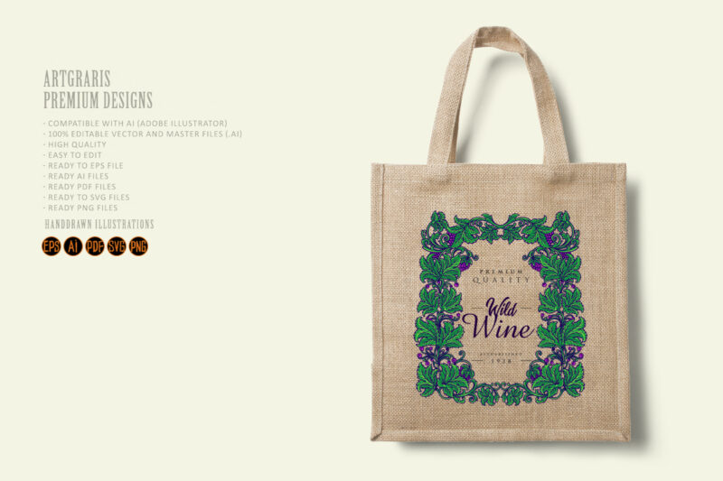 Classic luxury wine floral labels SVG