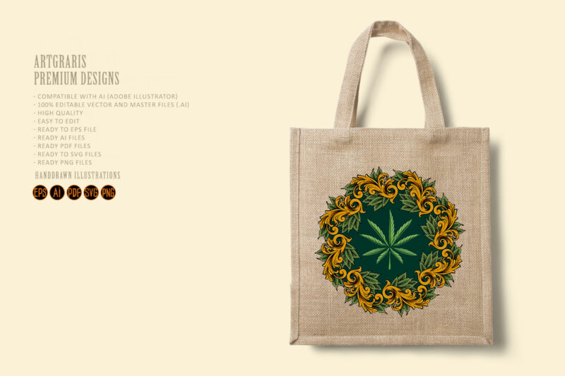 Classic luxury weed mandala ornament