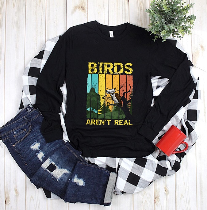 Bird Aren't Real Tee Shirt Birds Spies Retro T-Shirt. - Buy t-shirt designs