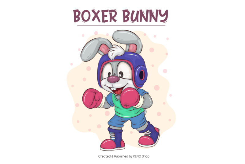 Cartoon Bunny Boxer. T-Shirt, PNG, SVG.