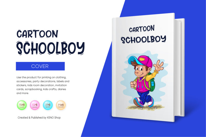 Cartoon Schoolboy. T-Shirt, PNG, SVG.