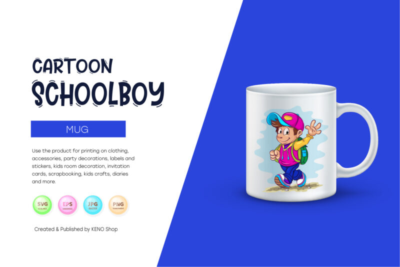 Cartoon Schoolboy. T-Shirt, PNG, SVG.