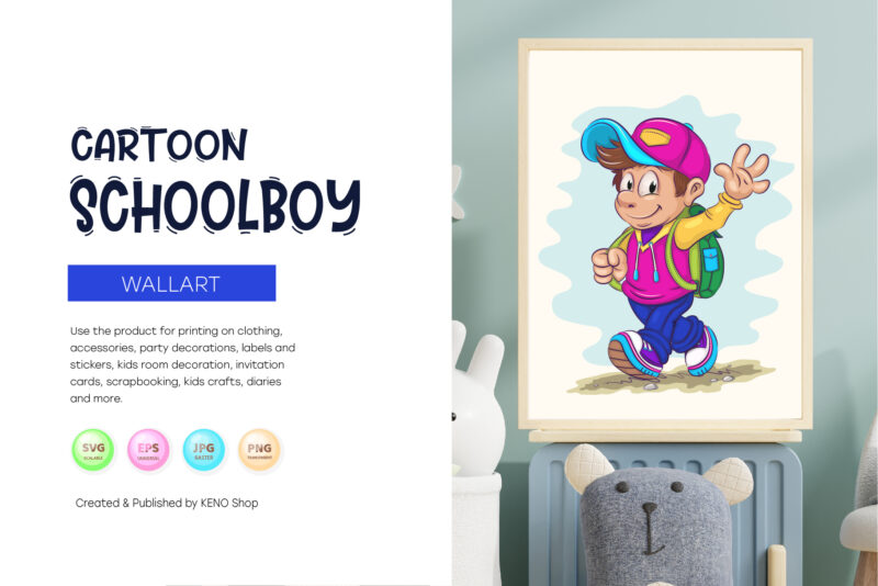 Cartoon Schoolboy. T-Shirt, PNG, SVG.