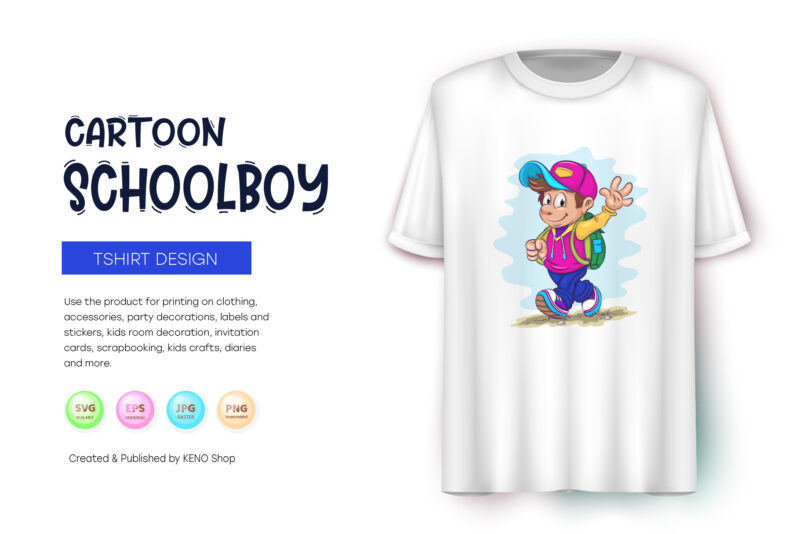 Cartoon Schoolboy. T-Shirt, PNG, SVG.