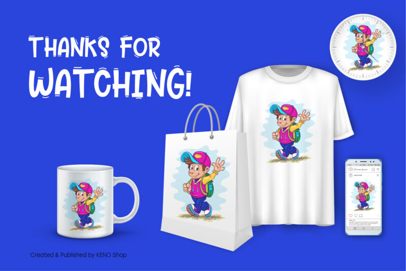 Cartoon Schoolboy. T-Shirt, PNG, SVG.