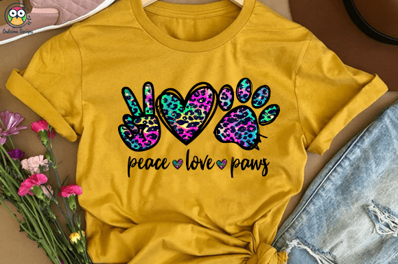 Peace Love paws T-shirt design