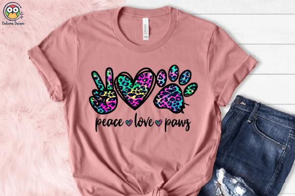 Peace Love paws T-shirt design