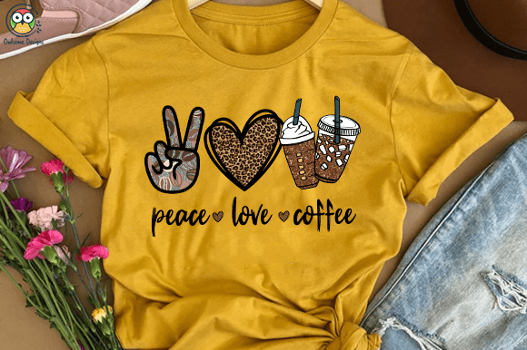 Peace Love coffee T-shirt design