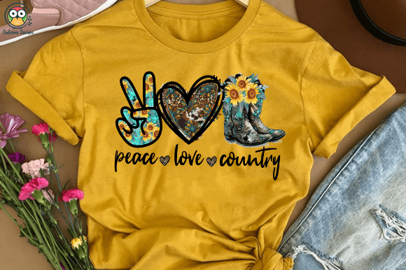 Peace Love country T-shirt design