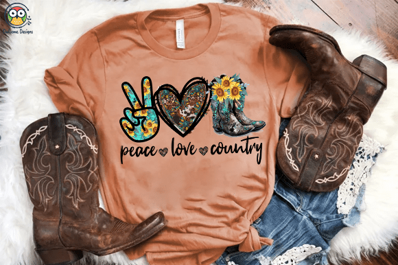 Peace Love country T-shirt design