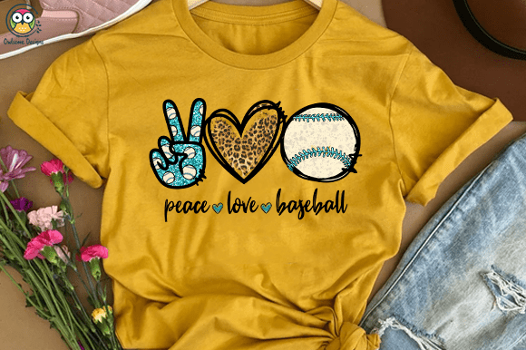 Peace Love baseball T-shirt design