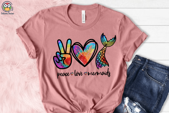 Peace Love Mermaids T-shirt design