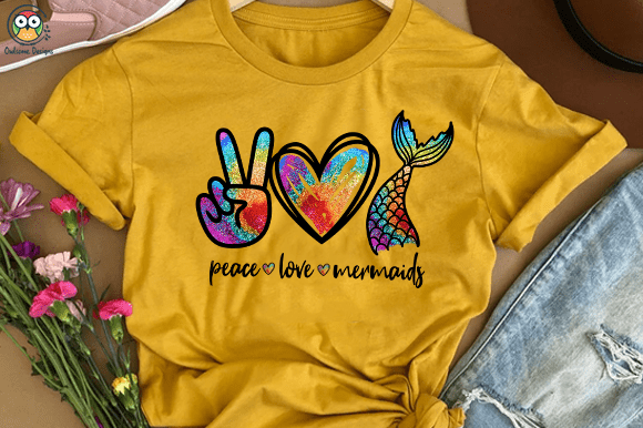 Peace Love Mermaids T-shirt design