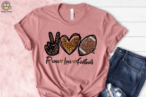 Peace Love football T-shirt design