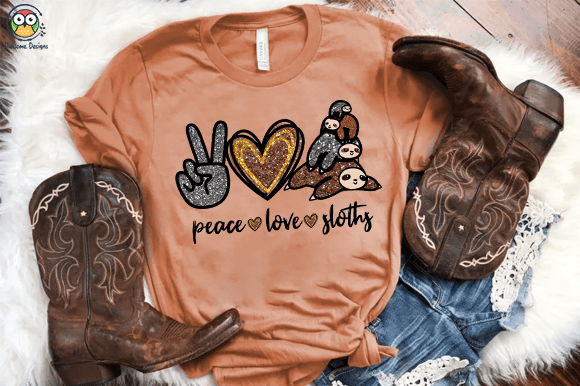 Peace Love sloths T-shirt design