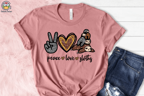 Peace Love sloths T-shirt design