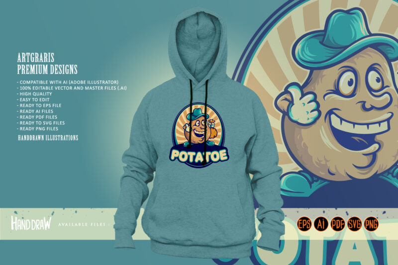 Delicious funny potato logo illustrations